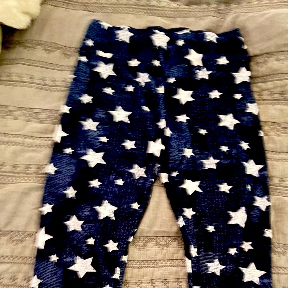 Blue star patriotic leggings